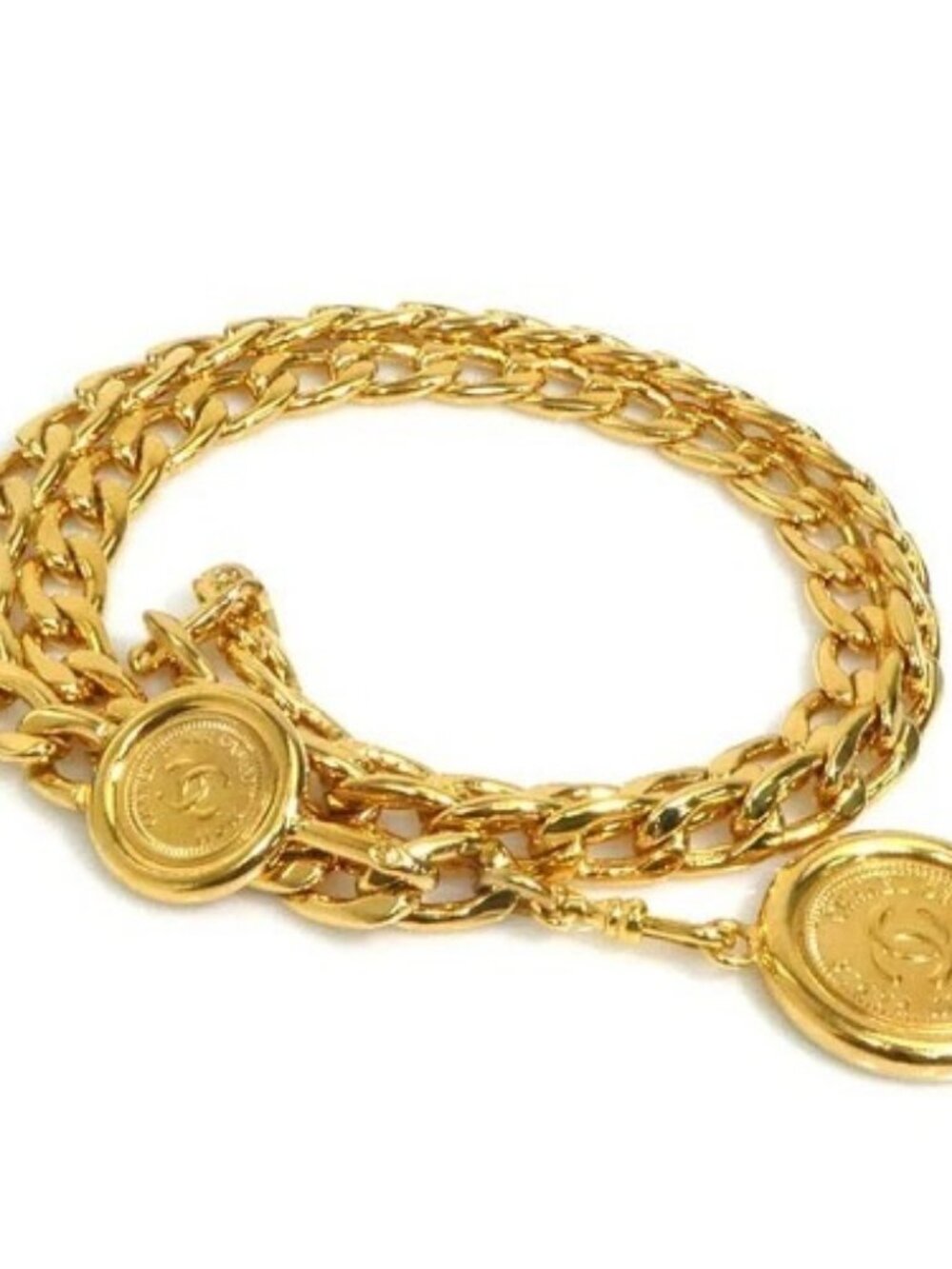 Auth CHANEL CC Logo Chain Belt Gold Metal - e62250i